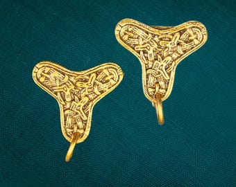 Viking Trefoil Brooches (set of 2), with attachments for beads