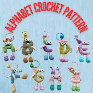 Padrão de chaveiro de alfabeto em crochê, padrão de chaveiro de alfabeto em amigurumi, padrão de crochê em PDF, padrão de crochê faça você mesmo, download instantâneo