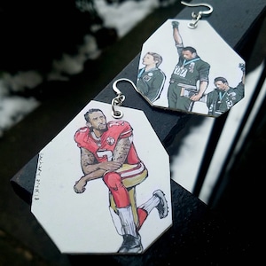 Handgeschilderde Colin Kaepernick & Tommie Smith-oorbellen: goed doel voor sport