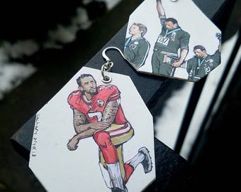 Colin Kaepernick, John Carlos and Tommie Smith hand-painted earrings - Sports and civil rights Charity piece