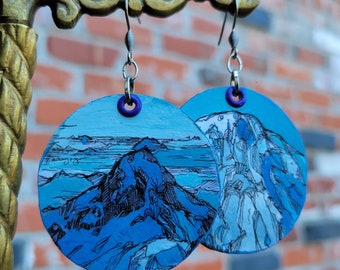 Mont Blanc - hand-painted nature themed Mountain charm earrings