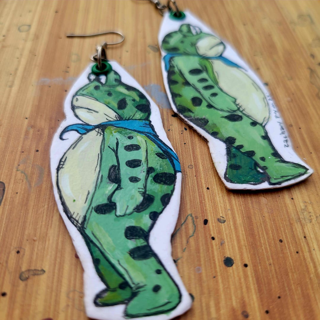 Portland Charm Portland Frog Hand-painted Charm Earrings - Protest Resist Jewelry - Etsy