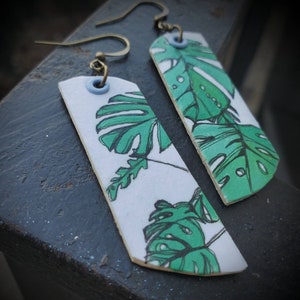 MONSTERA hand-painted Botanical earrings