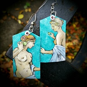 APHRODITE Venus of Arles Goddess of Love hand-painted Mythology earrings - wearable art