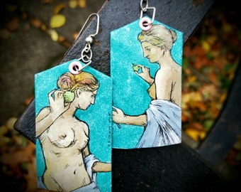 APHRODITE Venus of Arles Goddess of Love hand-painted Mythology earrings - wearable art