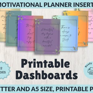 Planificadores motivacionales de 8,5 x 11 y A5, insertos imprimibles para planificador de presupuesto, carpeta de control, descarga inspiradora, juego de 12 diseños