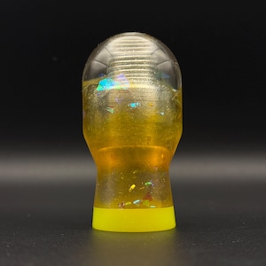 Transparent Lemonade Flake Neon Yellow Ring Gear Shift Knob -  M12x1.25 / 12MMx1.25 Thread Pitch Clear / Resin Manual JDM Toyota Subaru