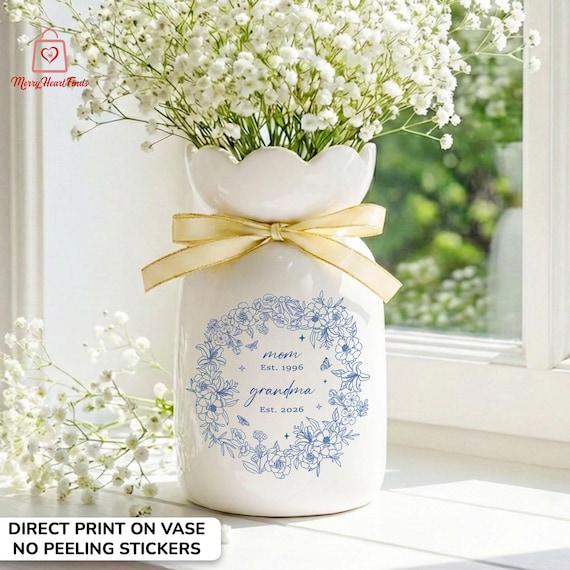 New Grandma Flower Vase, First Time Grandma Gift, Mothers Day Gift for Mom, Grandma to Be Gift for Nana,Pregnancy Announcement,Birthday Gift