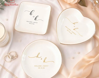 Bandeja de cerámica personalizada para anillos de compromiso, ideal como regalo para el Sr. y la Sra., plato para joyas, regalo de boda, bandeja para anillos de compromiso para parejas, aniversario de bodas.