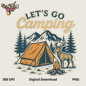 Vintage Camping PNG: Retro Outdoor Abenteuer Clipart (digitaler Download)