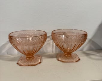 Vintage Pink Depression Glass Dessert Bowls Set of 2