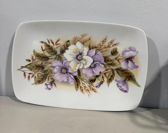 Vintage keramische serveerschaal met bloemen