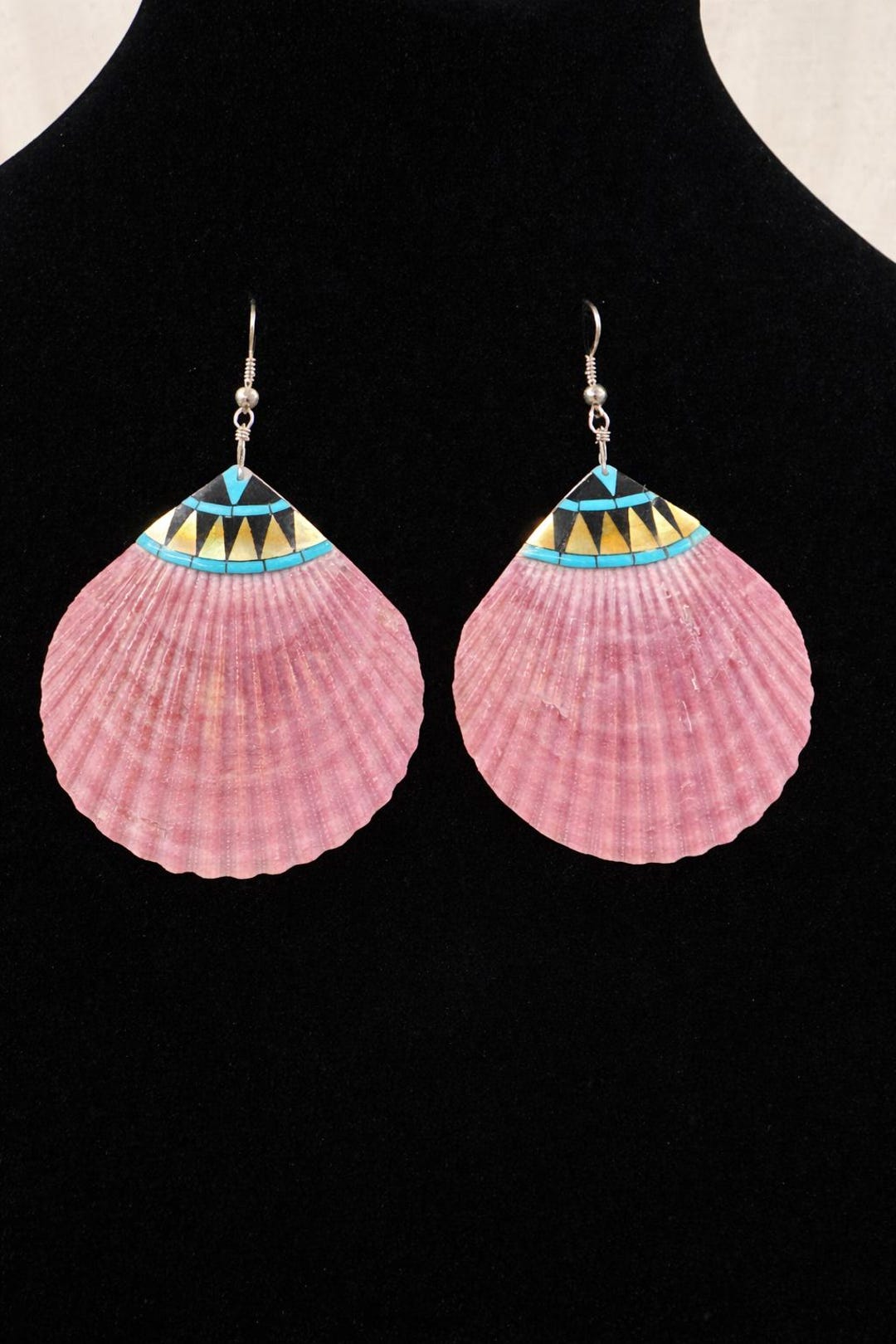 Large Lavender Shell Inlay Earrings: Bold Southwestern Statement Dangle ...