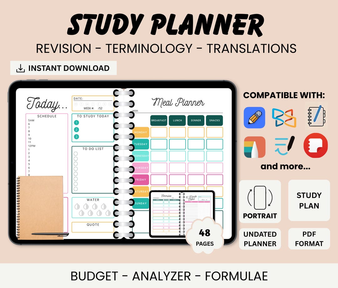 Ultimate Digital Study Planner for Students With Academic Goal Setter ...