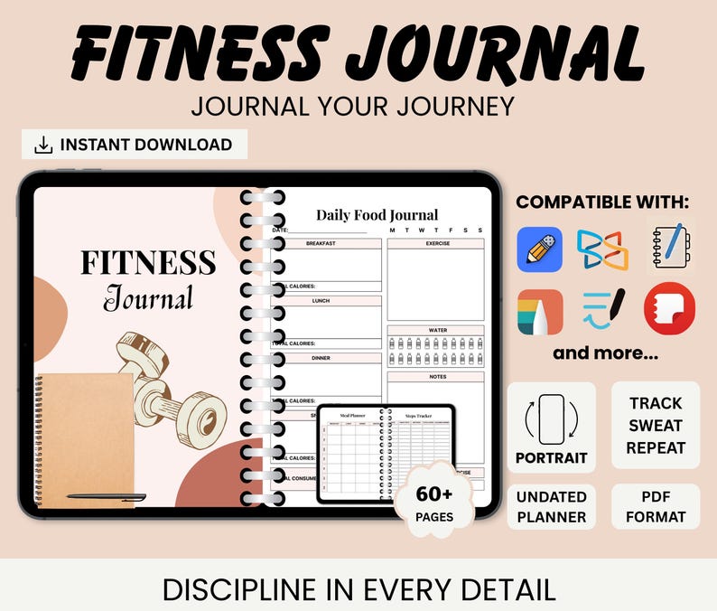 Digital Fitness Journal for iPad With Goodnotes and Notability Undated ...