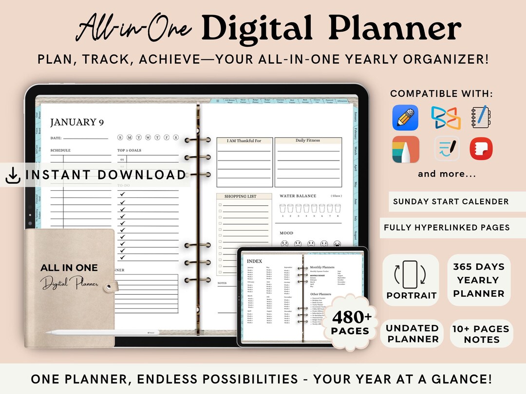 Mindful Productivity Digital Planner for iPad With Goodnotes Notability ...