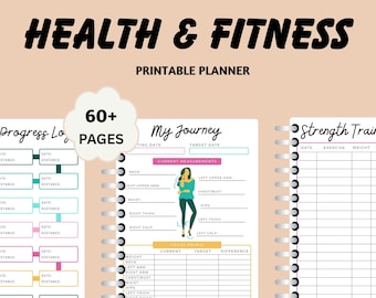 Digital Fitness and Health Planner for iPad with Goodnotes Notability Undated Wellness Journal Workout Tracker Meal and Weight Loss Guide
