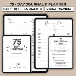 Challenge 75 Day Digital Planner for iPad with Goodnotes Undated Fitness Journal Mental Toughness Tracker Daily Goals and Habit Organizer
