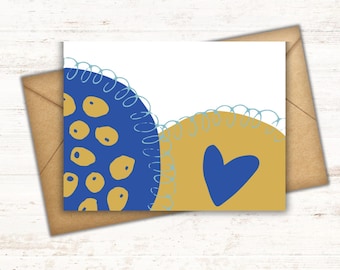 Printable Greeting Card, Instant Download, Folded Card, Size 5" x 7"