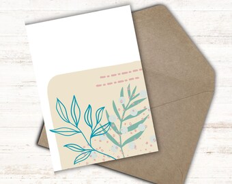 Printable Greeting Card, Instant Download, Folded Card, Size 5" x 7"