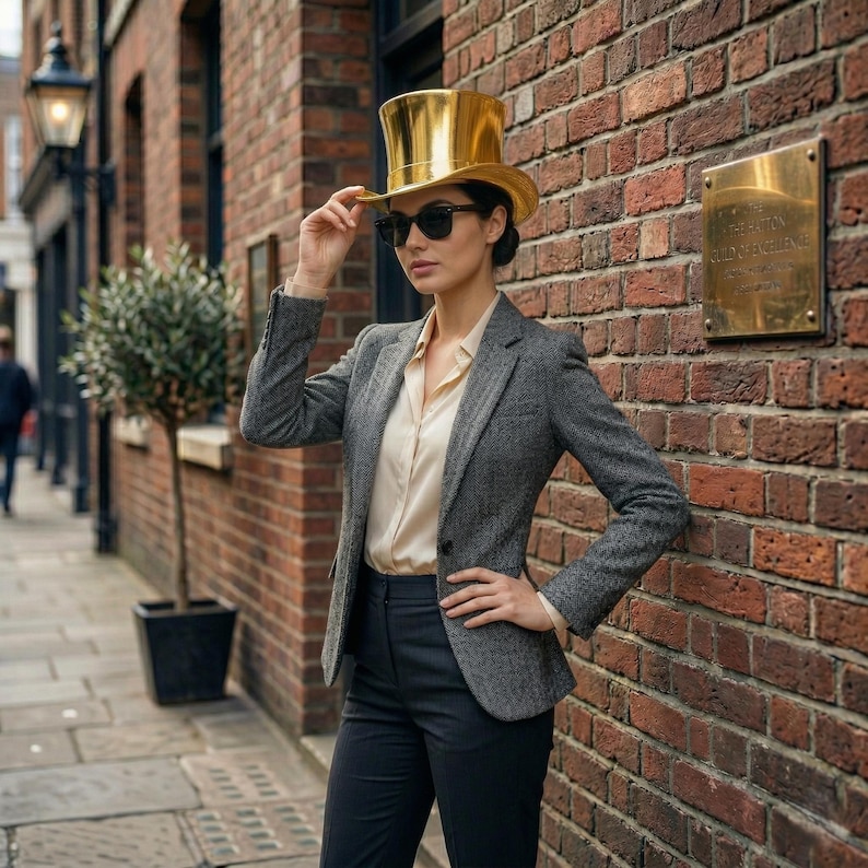 Handmade Golden Shiney Leather Top Hat Plain Band Handcrafted Top Hat Gothic Top Hat Steampunk Top Hat Victorian top hat Gift For Her image 5
