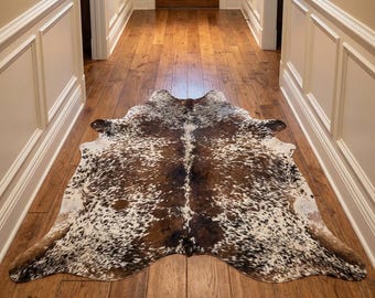 Genuine Speckled Tricolor Cowhide Rug hair on cowhide cow skin rug real cowhide rug handmade rugs leather rug floor rugs, western decoration