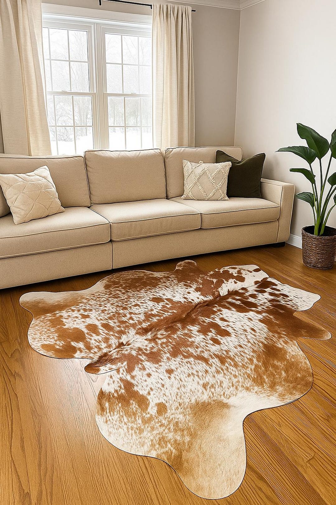Real Hide Rug Genuine Tricolor Hair on Hide Rug Handmade Rugs Cow Skin Rug Hair on ...