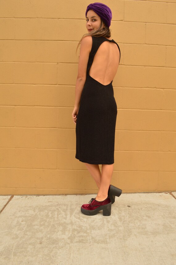 Vintage SEXY Black OPEN BACK Dress Party Cocktail