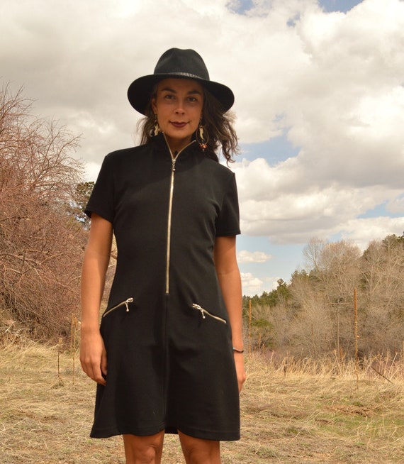 Vintage CACHE High Neck Black BODY CON Mini Dress