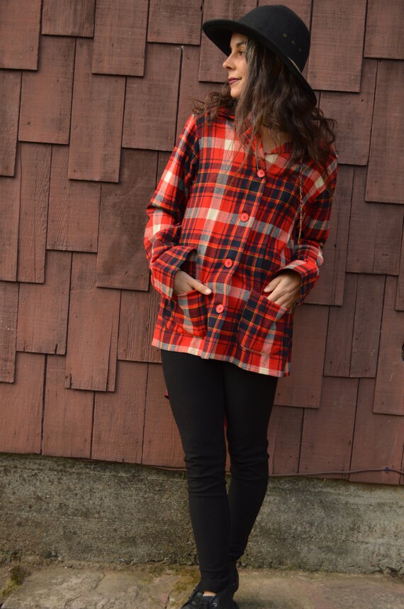 Vintage 60s Pendleton Flannel Shirt Jacket Red Uni