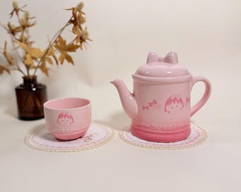 Chibi Maruko Chan Pink Ceramic Teapot Cup Set 500ml Tea Pot 150ml Tea Cup