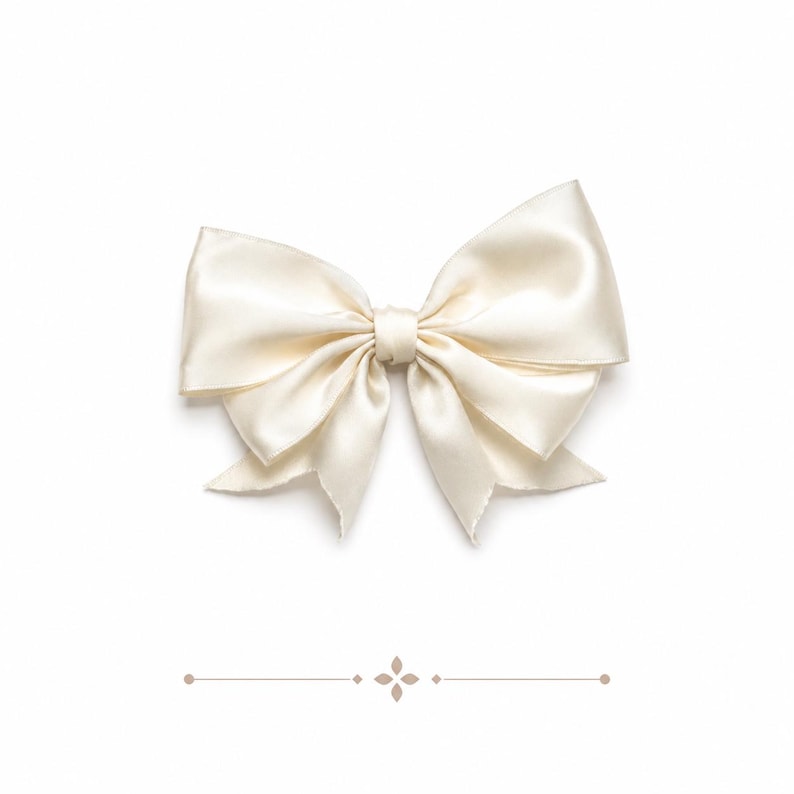 Ivory Satin Hair Bow French Ribbon Bow Clip Costume Accessory - Etsy