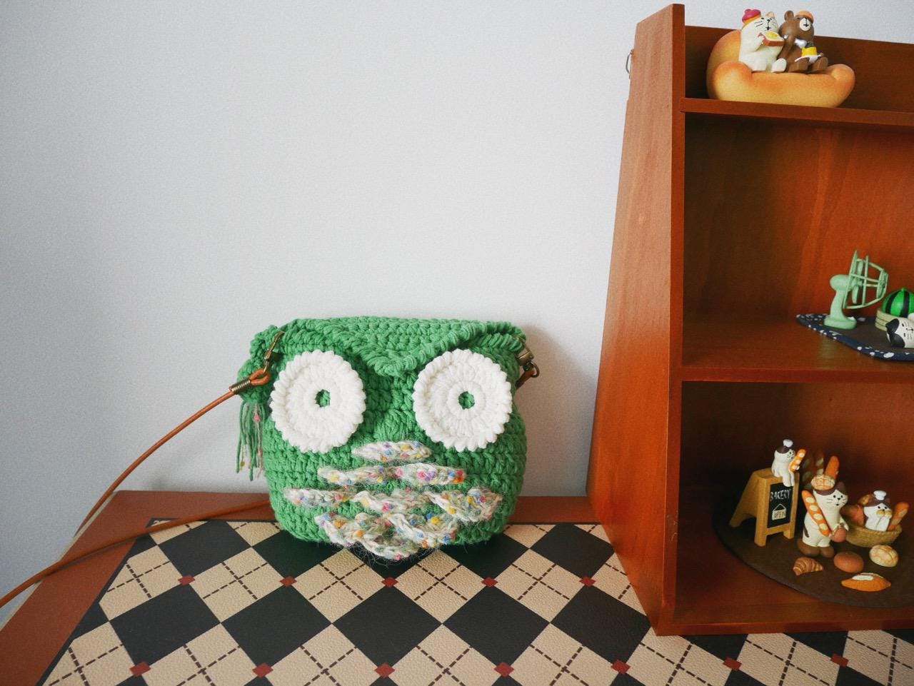 Crochet Handbag, Owl Girls Bag, Crossbody Purse, Owl Head Bag, Cute Handmade Kawaii Phone Bag, Mini 