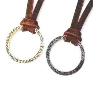 Vintage-Inspired Greek Key Eyeglass Chain: Adjustable Leather Cord