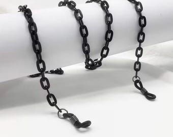 Matte Black Aluminum Glasses Chain 26.5” -Sleek Metal Eyeglass Holder - Lightweight Anti-Lost Sunglasses Strap - Minimalist Unisex Gift