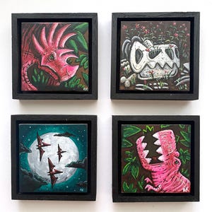 Original Art / Dinosaur quadriptych