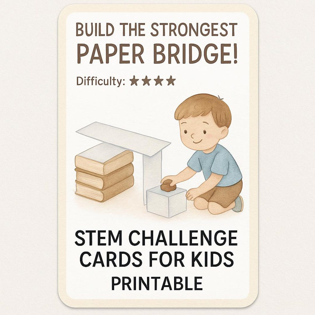 STEM Challenge Cards for Kids | Printable Paper Engineering Activities ...