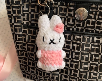 Crochet - Miffy Bunny - Handmade Bag Charm - Amigurumi Plush Charm