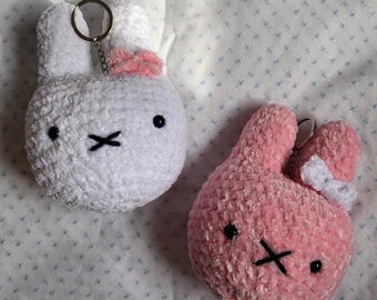 Crochet Miffy Bunny Keychain – Amigurumi Plush Bag Charm