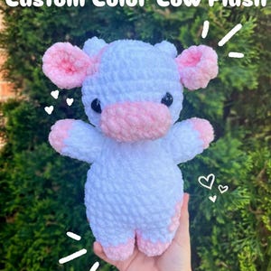 Crochet Cow Plushie – Handmade Amigurumi Stuffed Animal – Cute Farm Animal Toy – Custom Colors Available