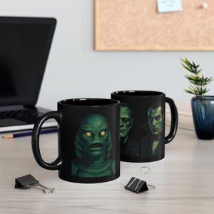 Classic Monsters Mug | Vintage Horror Art Coffee Cup, Halloween Gift, Home Decor, Collectible, Universal Fears Dracula Frankenstein Creature
