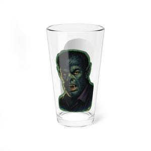 Wolf Man Classic Monsters Glass Werewolf Universal Fears Retro Horror Glasses Drinkware Werewolf Vintage Halloween Die Cut diecut cutout