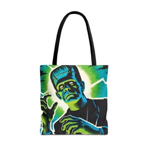 Frankenstein Tote Treat Bag, Vintage Horror Tote, Classic Monsters Spooky Chic Accessory Halloween Gift Universal Fears Treat Sack Bucket