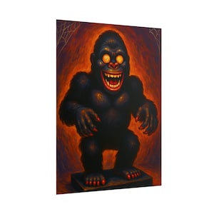 Vintage King Kong Poster | Basil Gogos Telco Motionette Art | Vibrant Gorilla Art Print, Famous Monsters of Filmland Poster, Halloween Decor