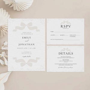 Minimalist Wedding Invitation Template Bundle, Editable, Modern Invite Suite, RSVP Cards, Simple Printable Details Set, Instant Download