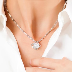 Collar de trébol de cuatro hojas con circonita cúbica y foto, tarjeta de mensaje personalizada, regalo de cumpleaños para mamá, joyería personalizada para mamá, trébol de la suerte