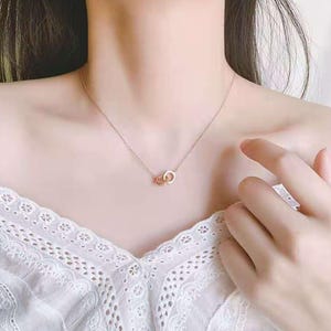 Colar com argolas duplas e foto, cartão com mensagem personalizado, presente de feliz aniversário para esposa, joias personalizadas para ela, presente de aniversário para esposa