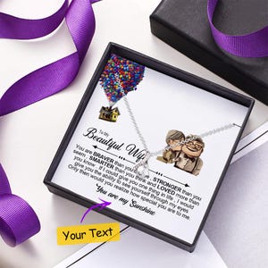 Cartão de mensagem personalizado com colar de diamantes, presente de aniversário personalizado para esposa, joias elegantes para ela, presente de aniversário para esposa, presente exclusivo