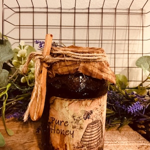 Grungy Primitive Pure Honey Pantry Jar