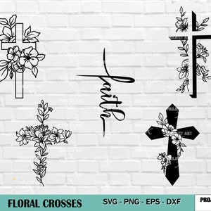 Glaube Kreuz svg, Blumenkreuz svg, Ostersvg, religiöses svg, Jesus svg, Jesus Kreuz svg, christliches SVG, gesegnetes Kreuz SVG, christliches Ostern SVG